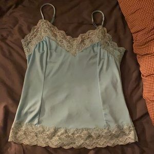 Aqua spaghetti strap top—The Limited